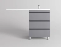 Тумба с раковиной Style Line Даллас Леон 120 R Люкс Plus напольная, серая, для стиральной машины, 3 ящика