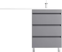 Тумба с раковиной Style Line Даллас Леон 120 R Люкс Plus напольная, серая, для стиральной машины, 3 ящика