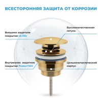 Комплект Накладная раковина Lavinia Boho Bathroom Sink Slim 33311008 + Донный клапан Wellsee Drainage System 182141000 золото + Сифон 182106000 золото