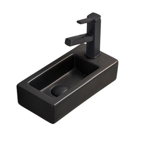 Раковина маленькая в туалет GID Suspendido Bm9272L 37 матовая черная, прямоугольная, фаянс
