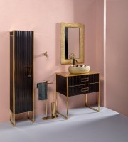 Тумба под раковину Armadi Art Monaco 80 для столешницы черная, золото