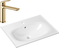 Комплект Раковина Lavinia Boho Bathroom Sink 33312010 + Смеситель Wellsee ICON! for life 182303000 золото
