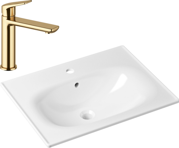 Комплект Раковина Lavinia Boho Bathroom Sink 33312010 + Смеситель Wellsee ICON! for life 182303000 золото