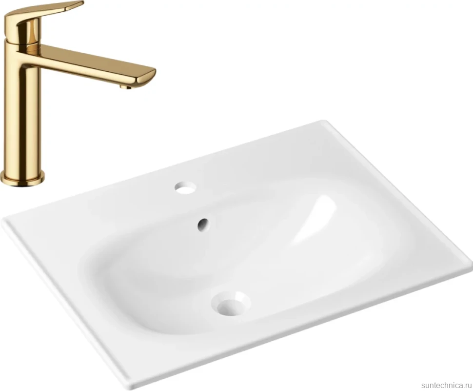 Комплект Раковина Lavinia Boho Bathroom Sink 33312010 + Смеситель Wellsee ICON! for life 182303000 золото