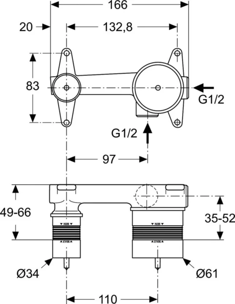 Смеситель для раковины Ideal Standard Edge A7116AA С ВНУТРЕННЕЙ ЧАСТЬЮ