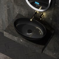 Накладная раковина Abber Karbon AK2041 58 черная, овальная