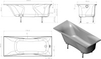 Ванна из искусственного камня Астра-Форм Вега 170x70 см, правая, пристенная, белая, на ножках