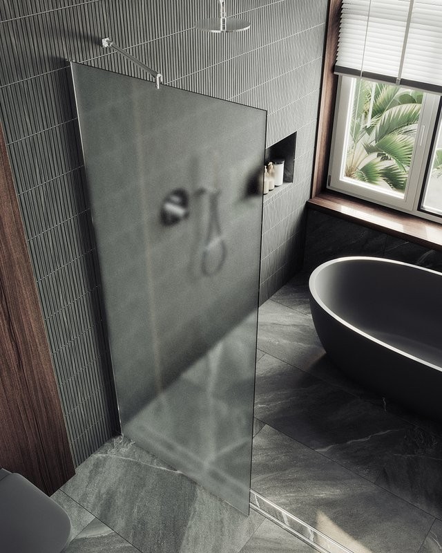 Душевая перегородка Maybahglass MGD-690-5ш 89 см, профиль хром матовый, стекло сатин