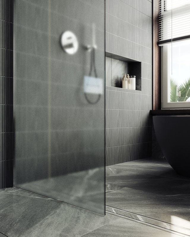 Душевая перегородка Maybahglass MGD-690-5ш 89 см, профиль хром матовый, стекло сатин