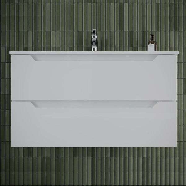 Тумба с раковиной Sancos Norma 2.0 90 см белый глянец