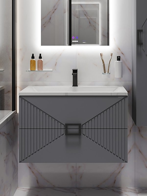 Мебельная раковина Grossman Блисс 70 накладная, глянцевая белая, прямоугольная, искусственный мрамор