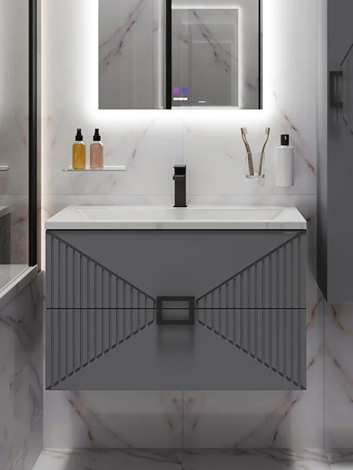 Мебельная раковина Grossman Блисс 70 накладная, глянцевая белая, прямоугольная, искусственный мрамор