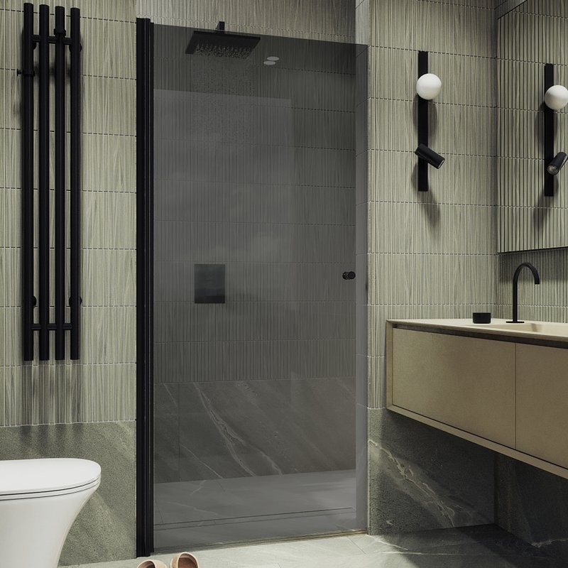 Душевая дверь в нишу Maybahglass MGD-806-6 80 см, профиль черный, стекло графит