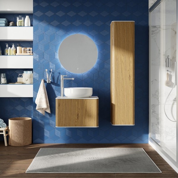 Мебель для ванной комнаты STWORKI Ноттвиль 60 дуб верона, с отверстием под смеситель, подвесная (комплект, гарнитур)