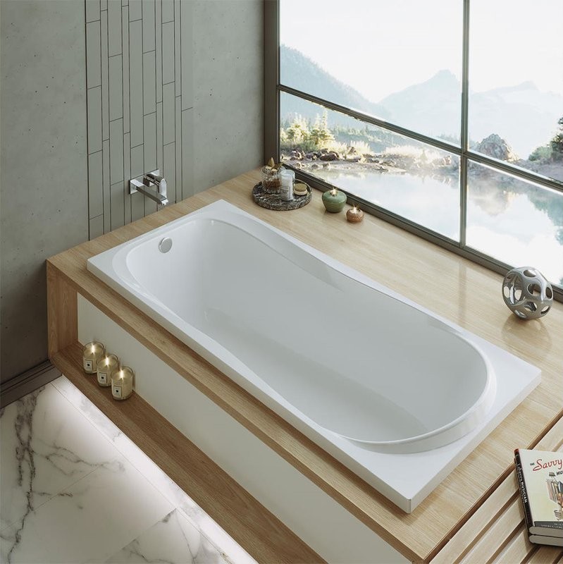 Акриловая ванна Alex Baitler Saima 170x70 см, встраиваемая, белая, с экраном