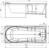 Акриловая ванна Alex Baitler Saima 170x70 см, встраиваемая, белая, с экраном