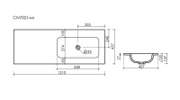 Раковина накладная Ceramicanova Grace, чаша справа, без отв под смеситель, 1210x457x137, белый, CN7021wx