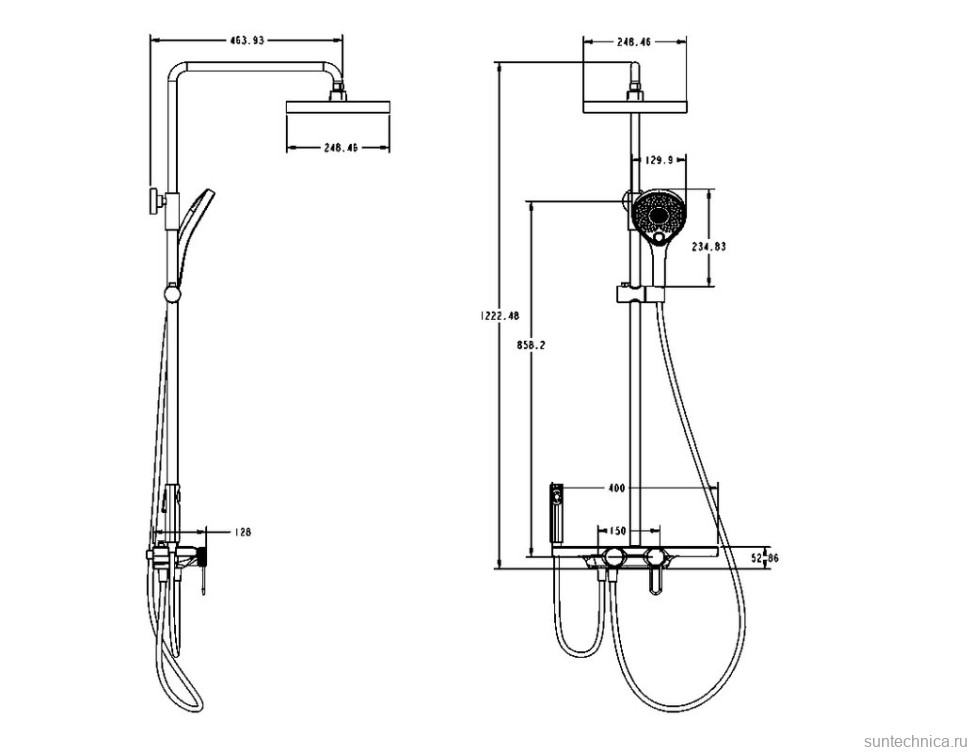 Душевая стойка Olive'S Kabrera 37294KBB с гигиеническим душем, черная матовая