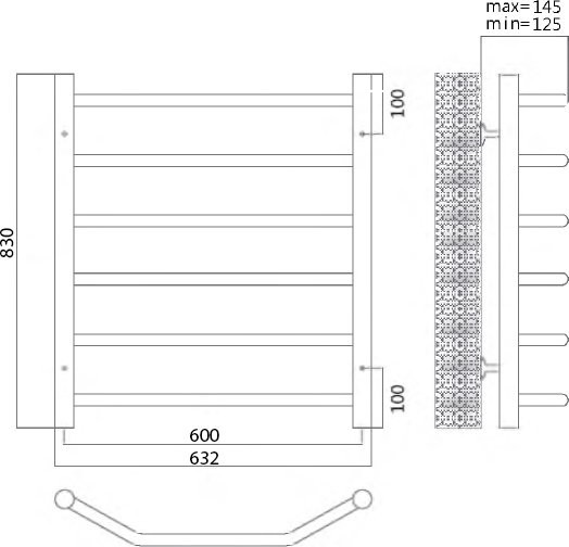 Полотенцесушитель электрический Terminus Виктория П6 60x83 L