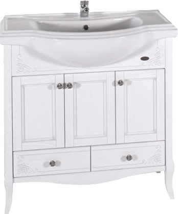 Тумба с раковиной ASB-Woodline Салерно 80 белая, патина серебро