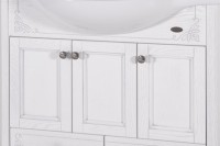 Тумба с раковиной ASB-Woodline Салерно 80 белая, патина серебро