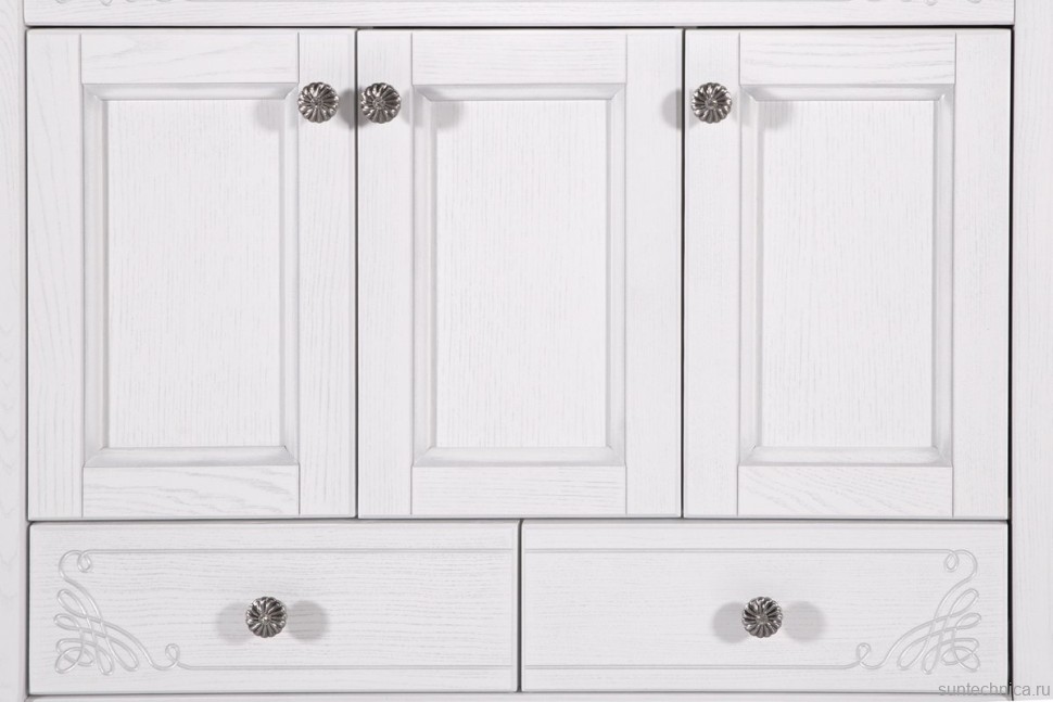 Тумба с раковиной ASB-Woodline Салерно 80 белая, патина серебро
