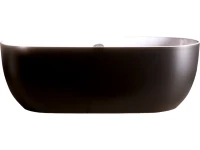 Акриловая ванна Grossman GR-2501MB 170x80 см, отдельностоящая, черная матовая, овальная, с каркасом, со сливом-переливом