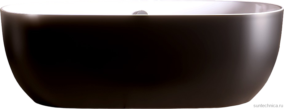 Акриловая ванна Grossman GR-2501MB 170x80 см, отдельностоящая, черная матовая, овальная, с каркасом, со сливом-переливом