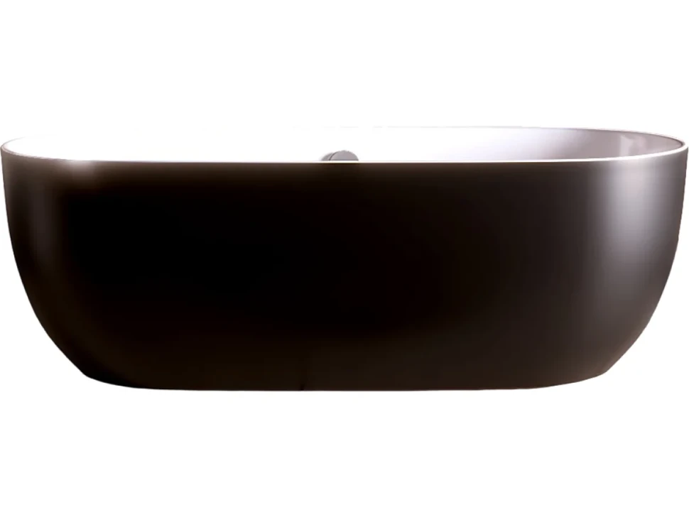 Акриловая ванна Grossman GR-2501MB 170x80 см, отдельностоящая, черная матовая, овальная, с каркасом, со сливом-переливом