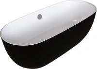 Акриловая ванна Grossman GR-2501MB 170x80 см, отдельностоящая, черная матовая, овальная, с каркасом, со сливом-переливом