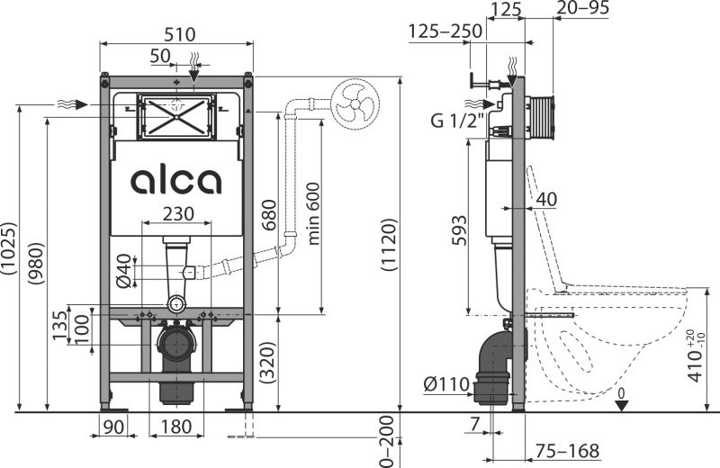 Комплект Унитаз подвесной Villeroy & Boch Subway 2.0 5614R201 alpin + Инсталляция AlcaPlast AM101/1120-4:1 RU M571-0001 кнопка смыва хром