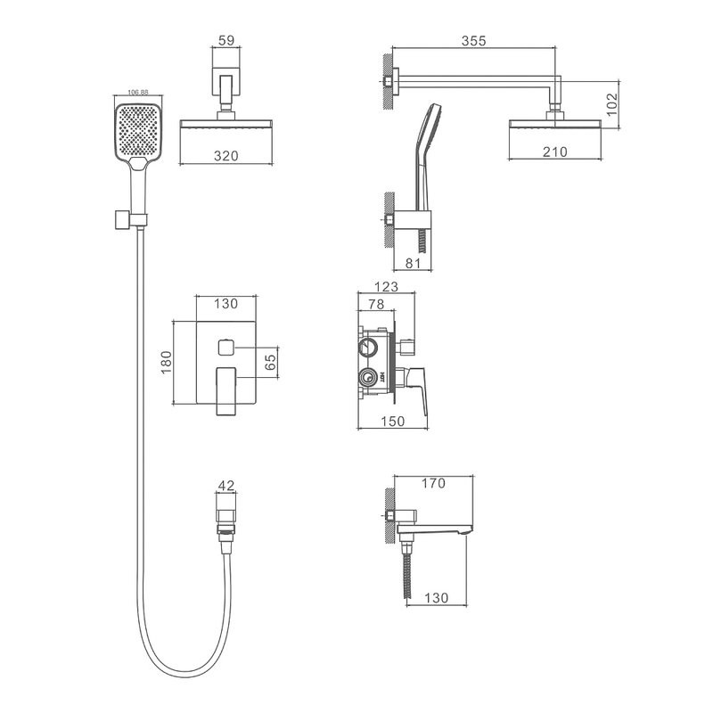 Душевой комплект Splenka S01 S01.27 С ВНУТРЕННЕЙ ЧАСТЬЮ, хром