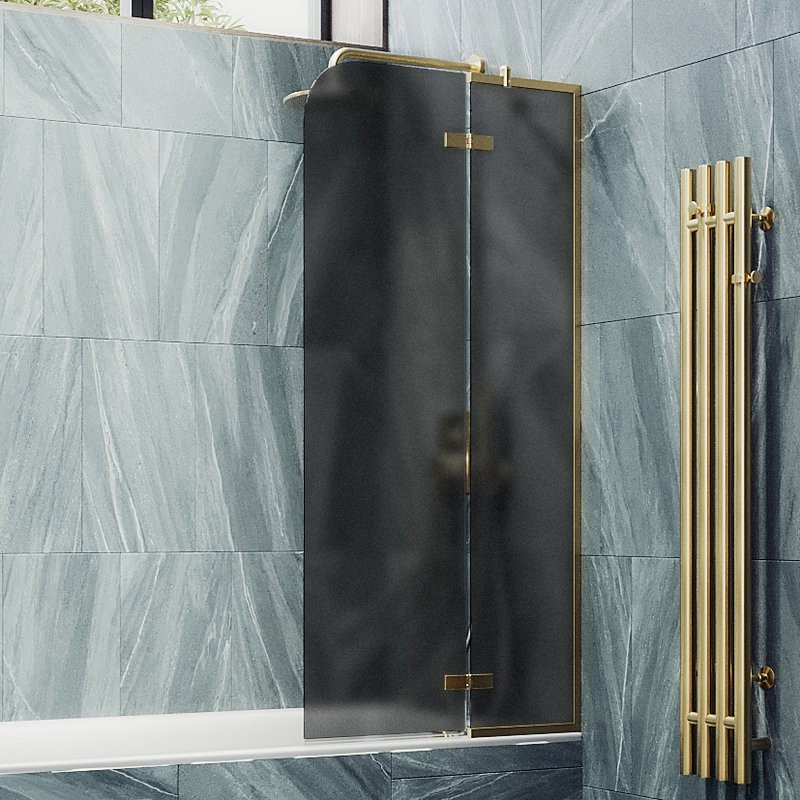 Шторка на ванну Maybahglass MGV-919-3 99 см, профиль золото, стекло графит матовое