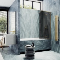 Шторка на ванну Maybahglass MGV-919-3 99 см, профиль золото, стекло графит матовое