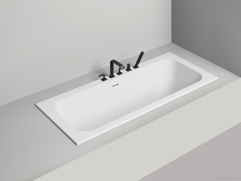 Ванна из искусственного камня Salini Orlanda Axis Kit S-Sense 190x80 см, встраиваемая, белая, на ножках, со сливом-переливом
