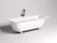 Ванна из искусственного камня Salini Orlanda Axis Kit S-Sense 190x80 см, встраиваемая, белая, на ножках, со сливом-переливом