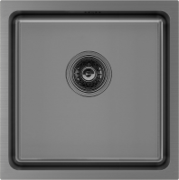 Комплект Мойка Paulmark Vista PM304444-GM вороненая сталь + Смеситель Salix 213419-GM вороненая сталь, черный, с гибким изливом