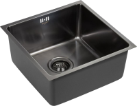 Комплект Мойка Paulmark Vista PM304444-GM вороненая сталь + Смеситель Salix 213419-GM вороненая сталь, черный, с гибким изливом