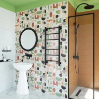 Полотенцесушитель электрический Grota Costa 430х1000 RAL9005 EL 100x45 см, подключение справа, слева, скрытое подключение справа, матовый черный, лесенка, из стали