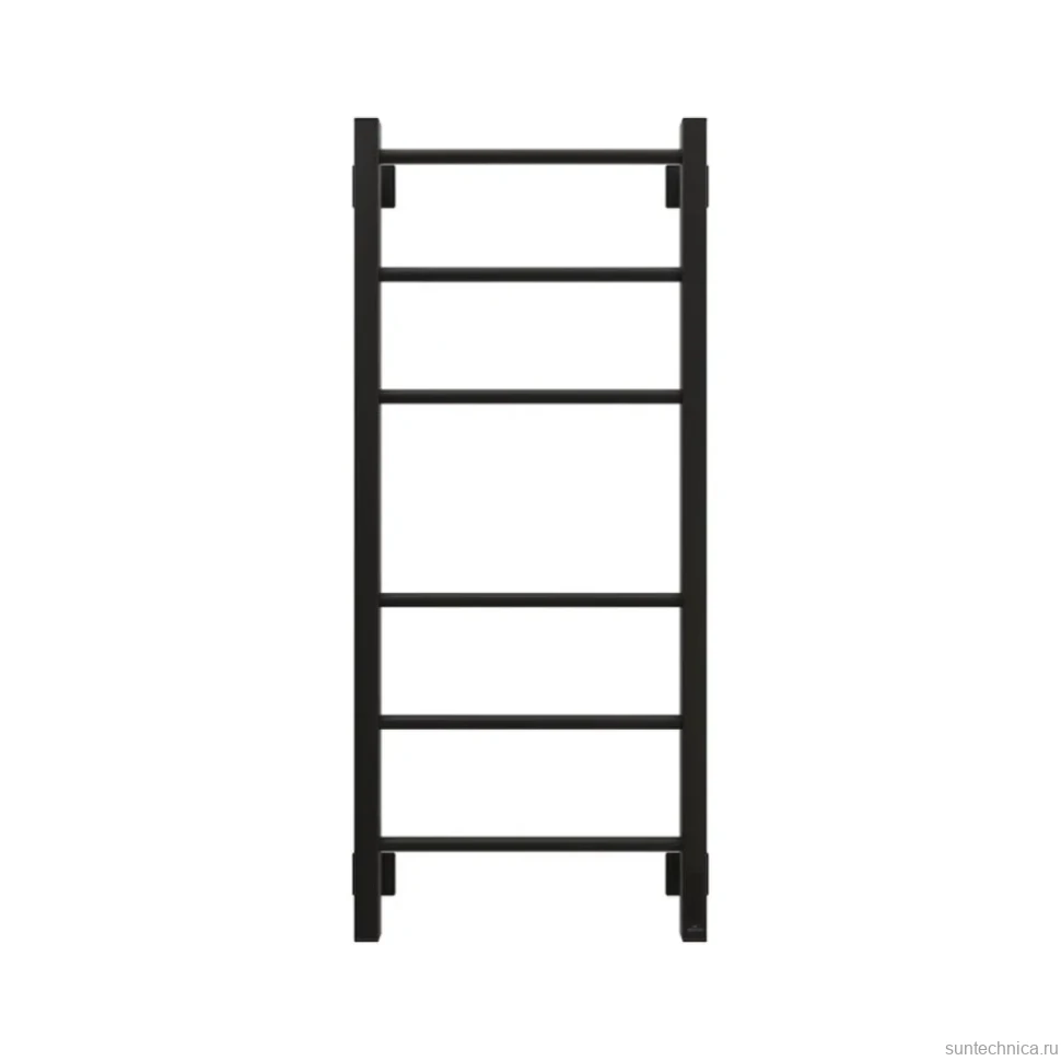 Полотенцесушитель электрический Grota Costa 430х1000 RAL9005 EL 100x45 см, подключение справа, слева, скрытое подключение справа, матовый черный, лесенка, из стали