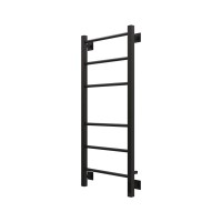 Полотенцесушитель электрический Grota Costa 430х1000 RAL9005 EL 100x45 см, подключение справа, слева, скрытое подключение справа, матовый черный, лесенка, из стали