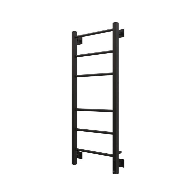 Полотенцесушитель электрический Grota Costa 430х1000 RAL9005 EL 100x45 см, подключение справа, слева, скрытое подключение справа, матовый черный, лесенка, из стали