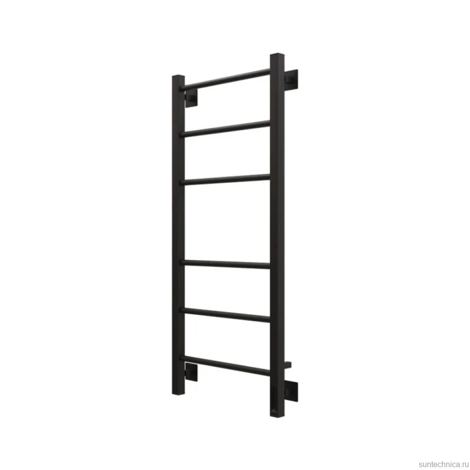Полотенцесушитель электрический Grota Costa 430х1000 RAL9005 EL 100x45 см, подключение справа, слева, скрытое подключение справа, матовый черный, лесенка, из стали
