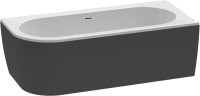 Акриловая ванна Cezares Slim SLIM CORNER-180-80-60-R-NERO-SET 180x80 см, правая, пристенная, черная матовая, асимметричная, с каркасом, со сливом-переливом