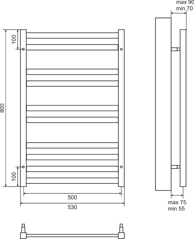 Полотенцесушитель водяной Lemark Melange П10 50x80, белый