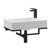 Консоль с раковиной Belux Темпо 50 L подвесная, цвет консоли черный, сифон круглый, черный