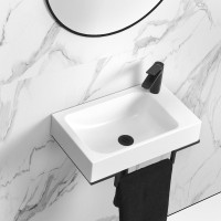 Консоль с раковиной Belux Темпо 50 L подвесная, цвет консоли черный, сифон круглый, черный