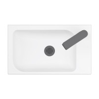 Консоль с раковиной Belux Темпо 50 L подвесная, цвет консоли черный, сифон круглый, черный