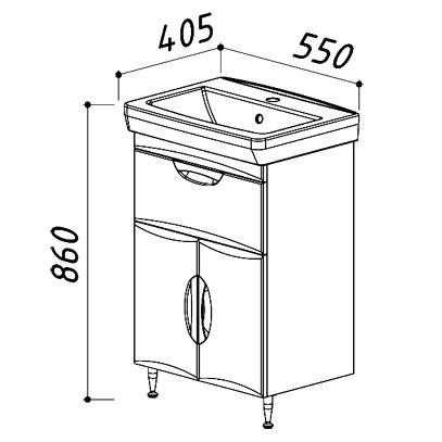Мебель для ванной комнаты Belux Мадейра 55-01 белая глянцевая