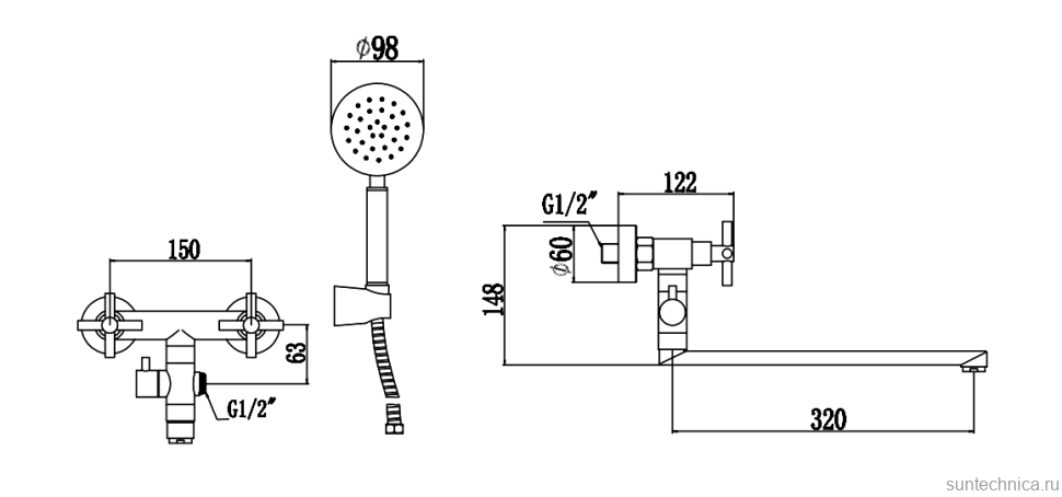 Смеситель с длинным изливом для ванны Fmark FS8424 сатин
